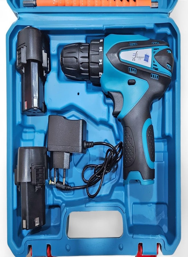 Shopper52 12V Cordless Drill - Blue | Compact DIY Drill for Wood & Metal | Includes 2 Li-ion Batteries, Keyless Chuck & Multi-Bit Set - Image 5